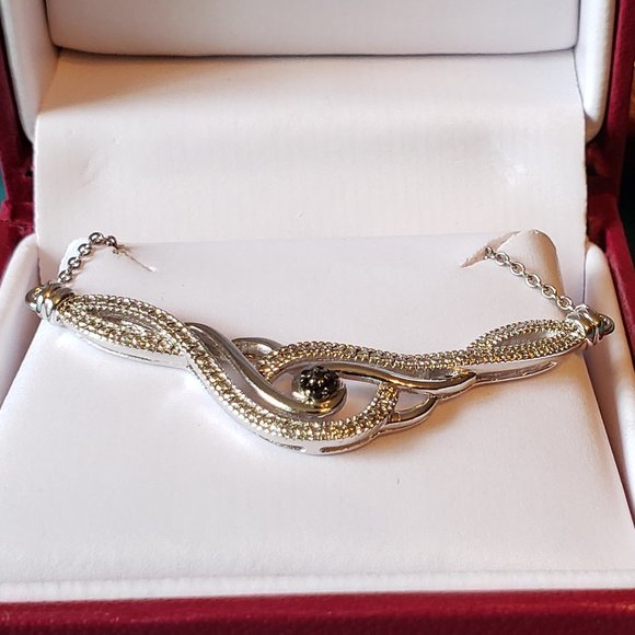 2/150$ HELZBERG STERLING SILVER SWIRL NECKLACE 7 BLACK ROUND SINGLE CUT DIAMOND - Picture 6 of 8